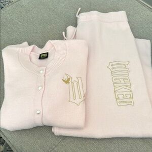 Pink Target x Wicked Paul Tazewell Women Cardigan Pearl Buttons Glinda and pants